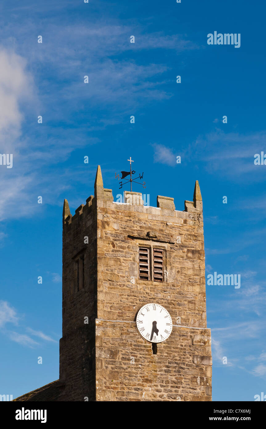 Der Kirchturm am Muker im Swaledale in North Yorkshire, England, Großbritannien, Uk Stockfoto