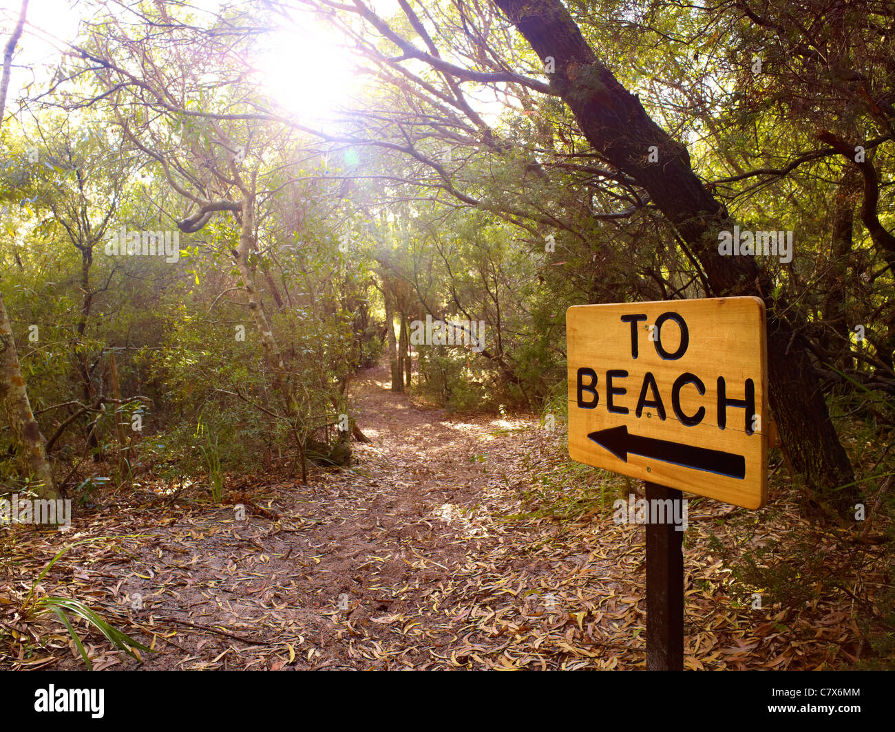 Zeichen markieren Weg zum Strand Stockfoto