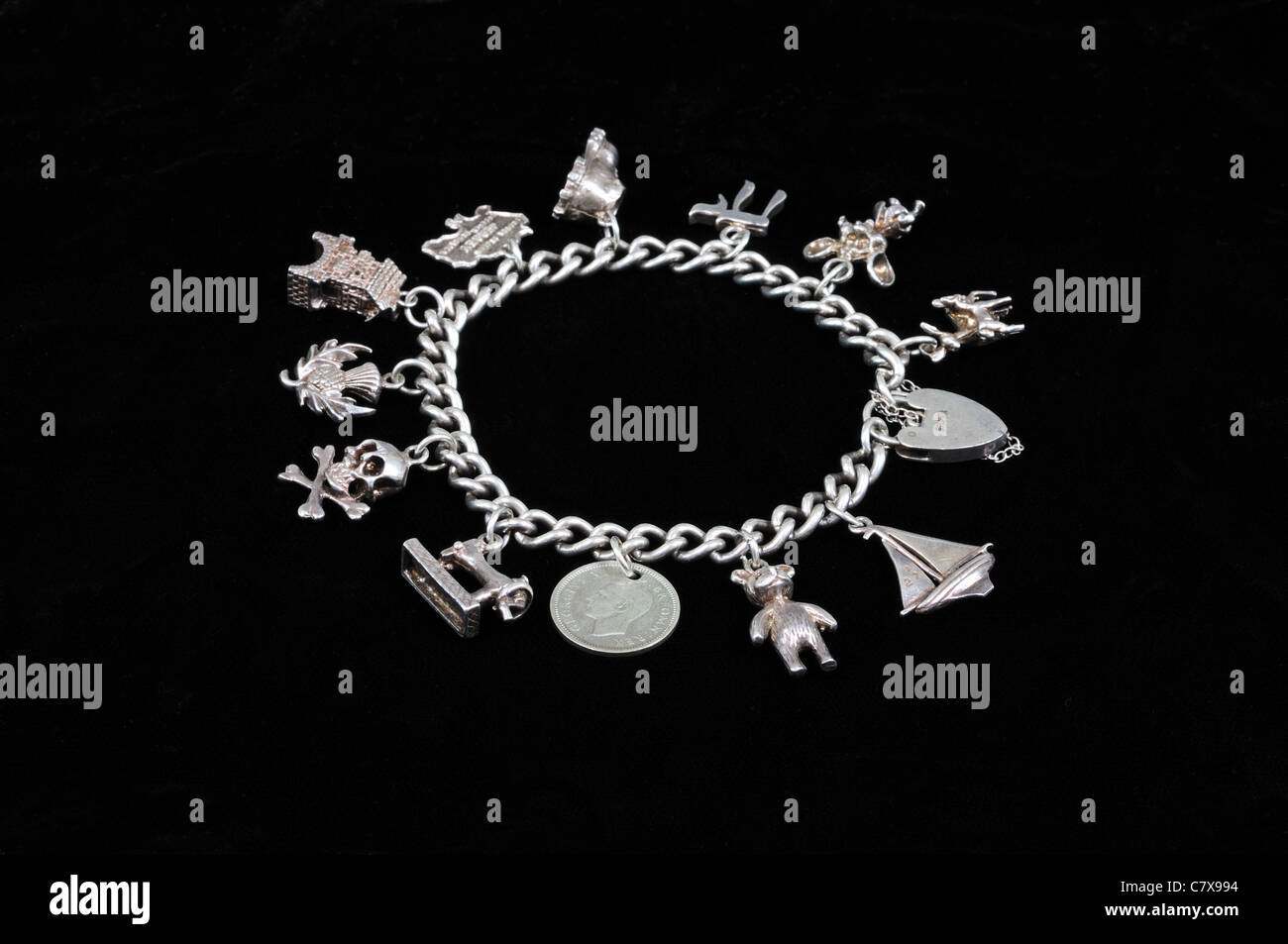 Sterling Silber Bettelarmband. Stockfoto