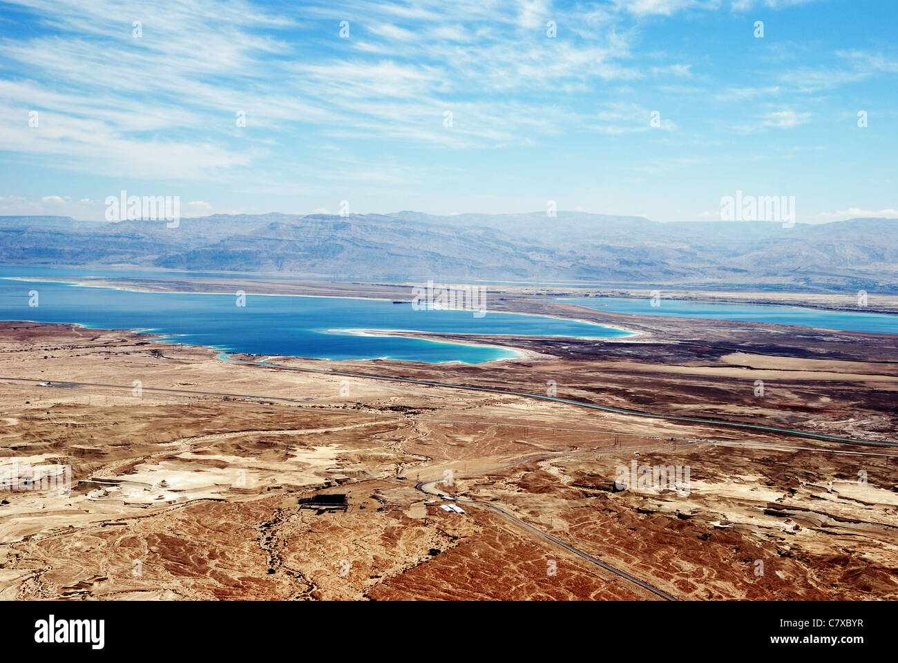 Fragment der Judäischen Wüste nahe dem Ufer des Toten Meeres. Stockfoto