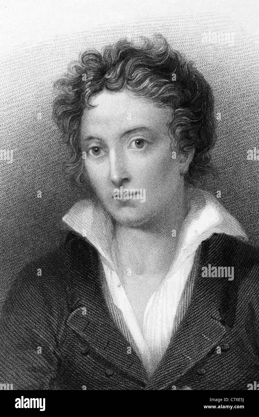 Percy Bysshe Shelley (1792-1822) auf Gravur von 1833. Einer der großen englischen romantischen Dichter. Stockfoto