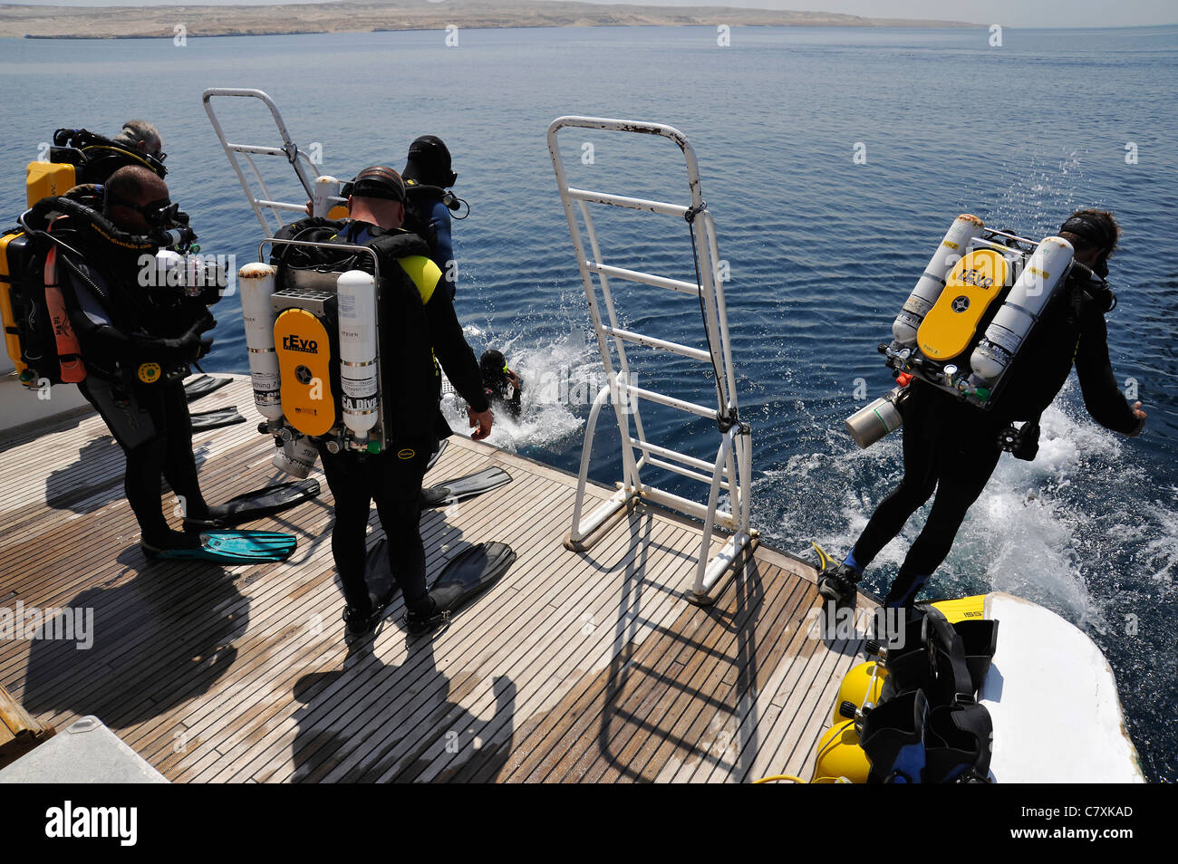 Rebreather Tauchen, Safaga, Rotes Meer, Ägypten Stockfoto