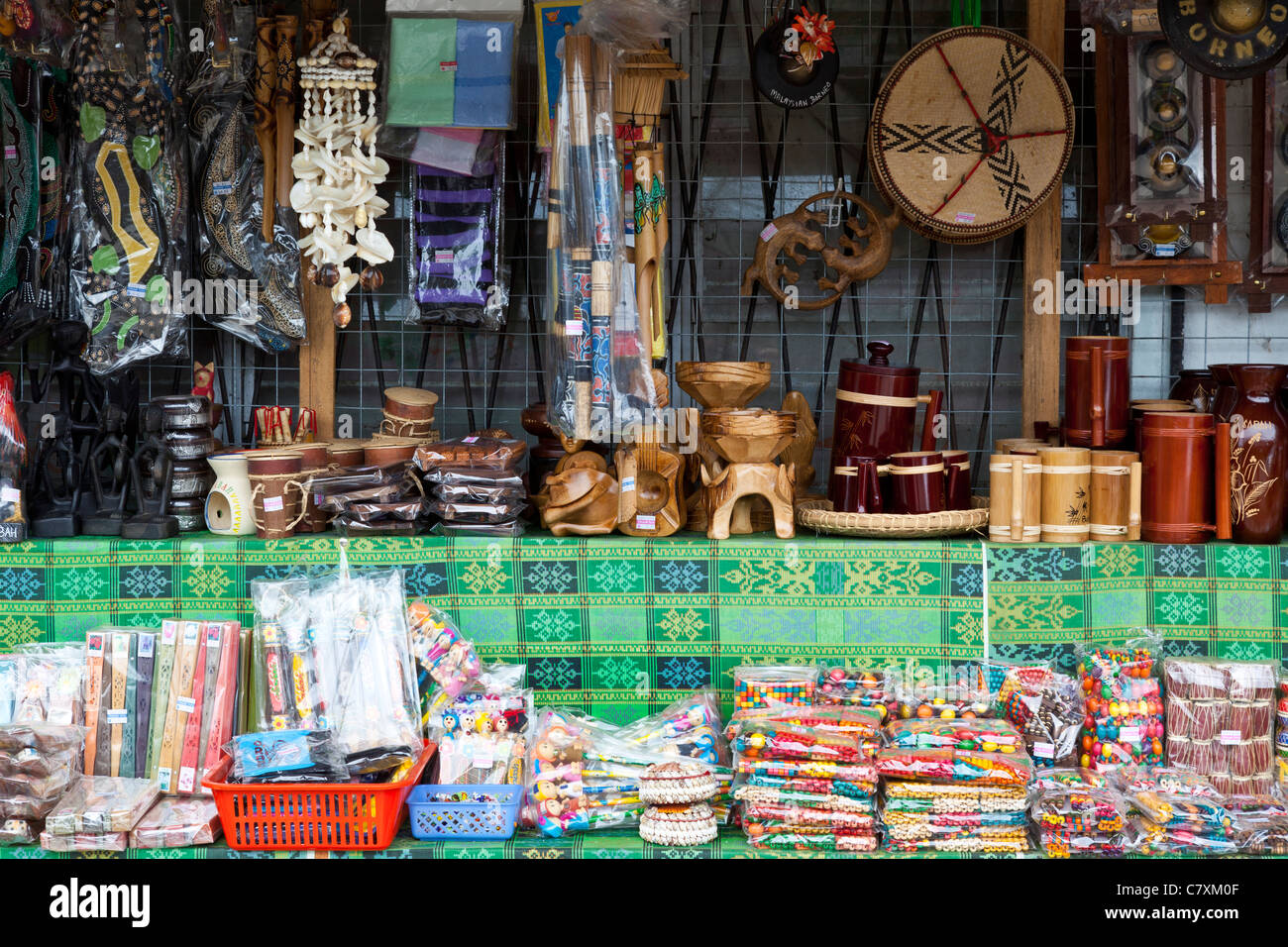 Souvenir-Stall, Sabah, Malaysia Borneo Stockfoto