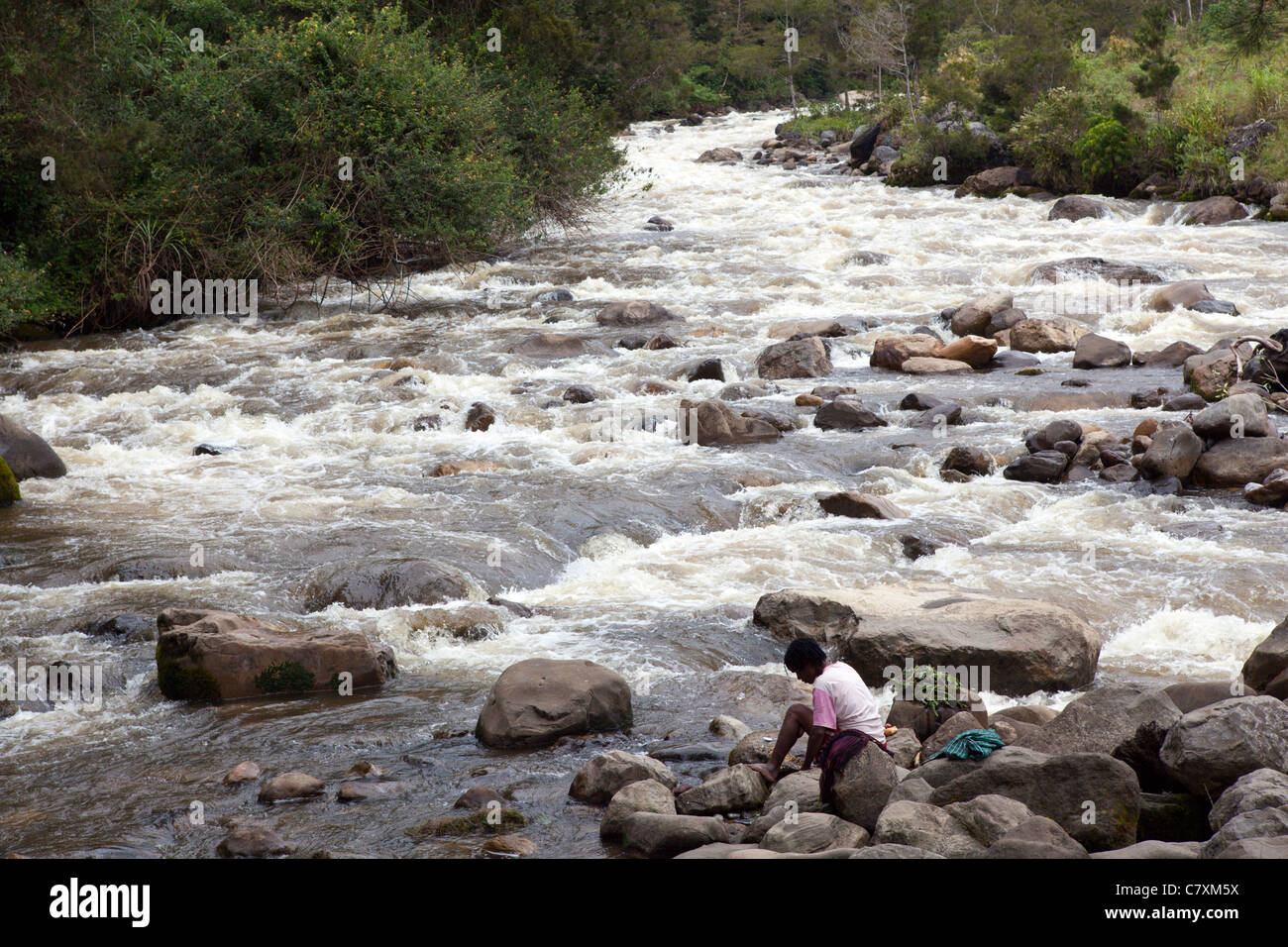 Wamena Fluss im Baliem-Tal, West-Papua, Indonesien Stockfoto