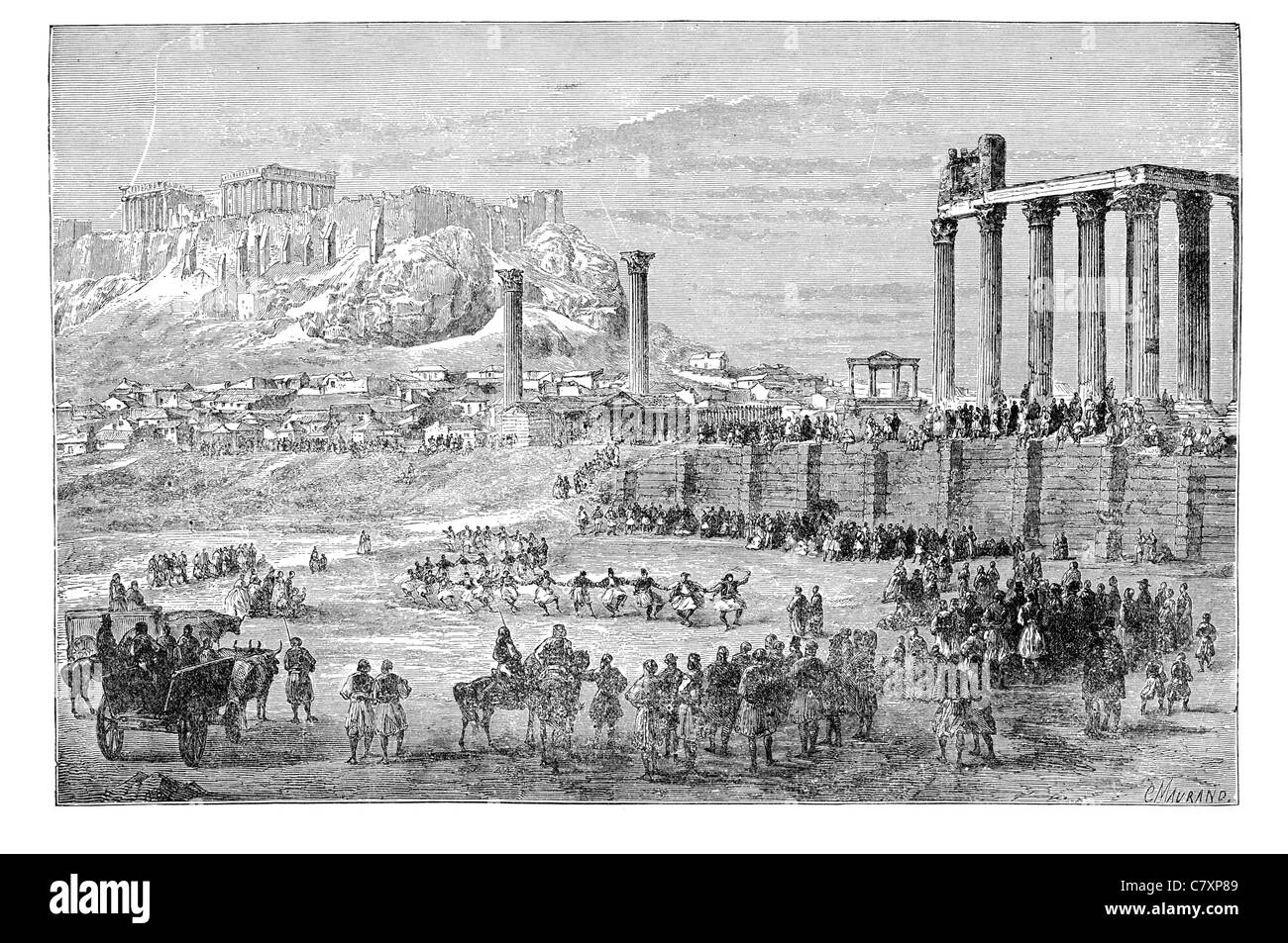 Tempel des Jupiter Optimus Maximus Capitolinus antiken Rom Capitoline Hill Festival Party Feier feiern feste Stockfoto