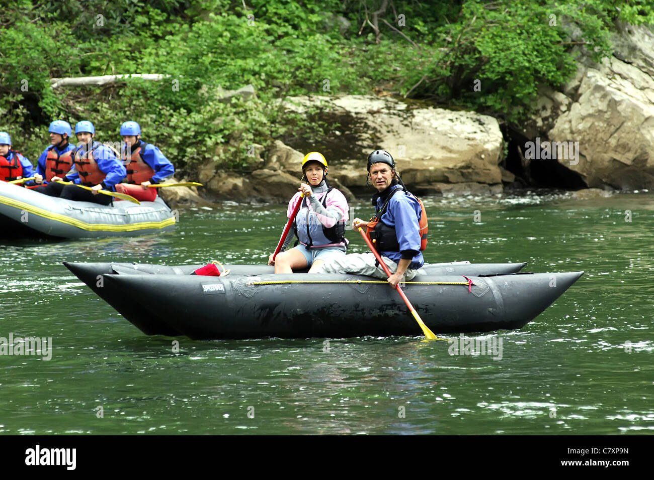Wildwasser-rafting-Tour auf dem Youghiogheny River in Pennsylvania Stockfoto