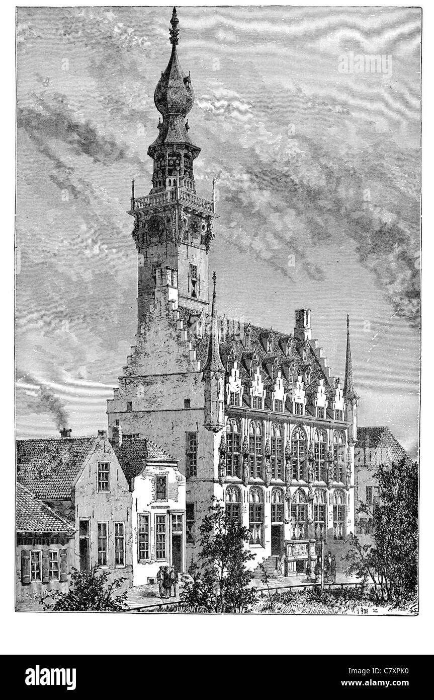 Hotel De Ville Stadhuis Veere Rathaus Niederlande Walcheren Insel Zeeland Stockfoto