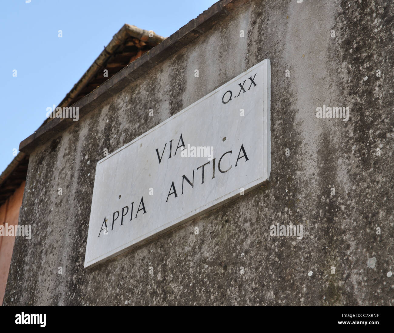 Via Appia Antica street sign Stockfoto