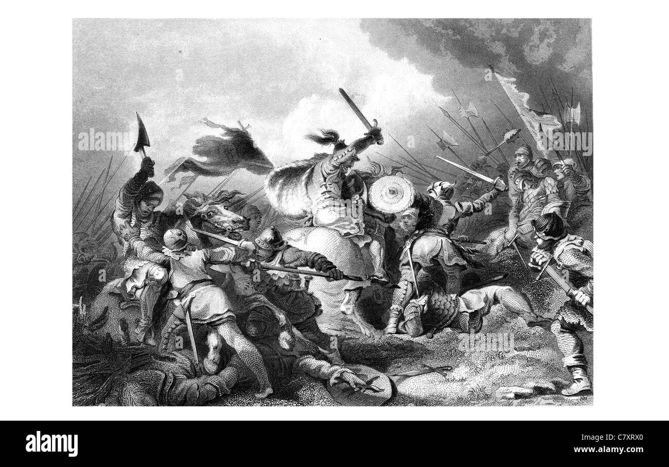 Schlacht von Hastings normannischen Eroberung England König Harold II Senlac Hill Sieg martial zwingt Infanterie Langbogen Rüstung Konflikt Stockfoto