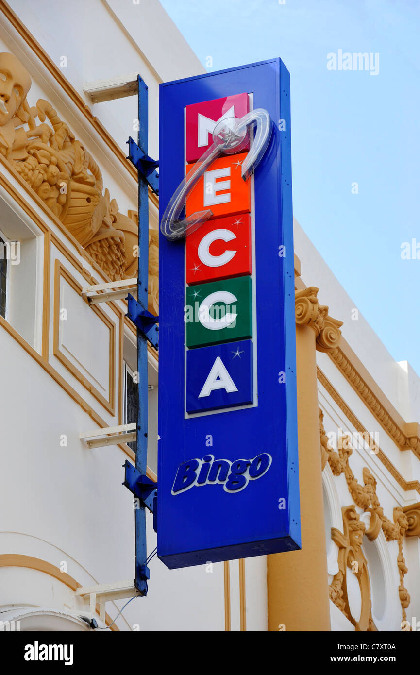 Mecca Bingo Hall Schild am Great Yarmouth, England Stockfoto