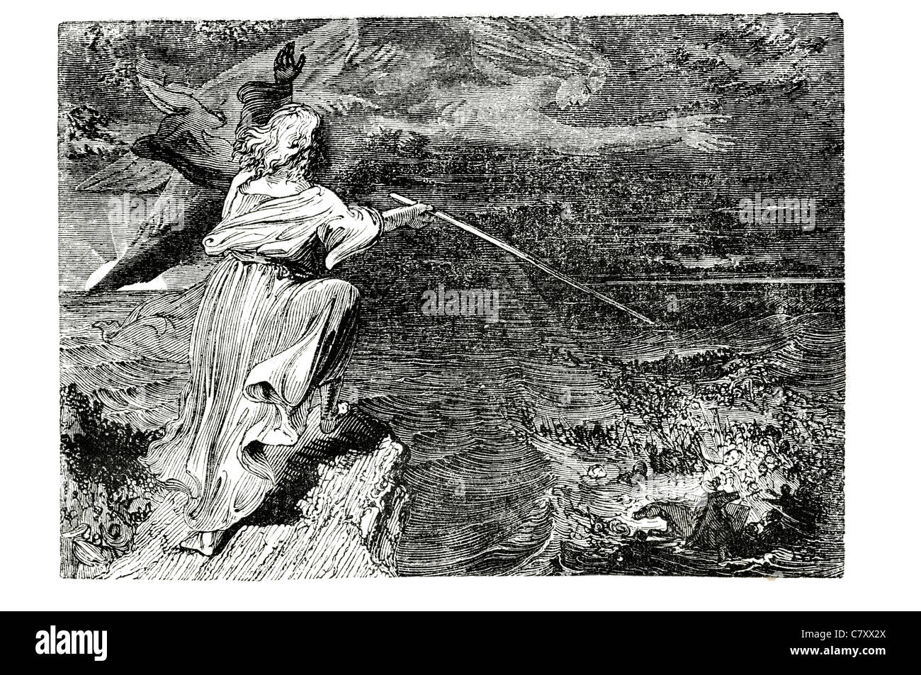 Zerstörung des Pharach und seine Gastgeber Pharao Moses Abschied des Wassers Stockfoto