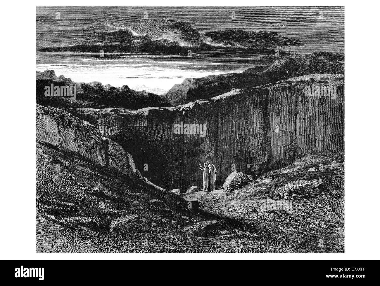 Alle Hoffnung aufgeben Ye, die die Vision der Hölle Dante Alighieri Gustave Doré leiden Strafe jenseits Religion hier eingeben Stockfoto