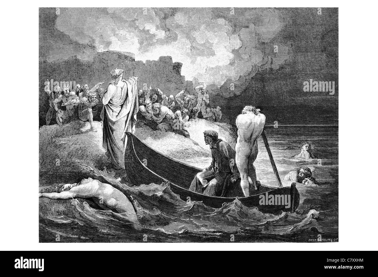 Ich konnte nicht hören, was er ihnen angebotenen Konditionen aber sie übertragen nicht lange die Vision der Hölle Dante Alighieri Gustave Doré göttlichen Stockfoto