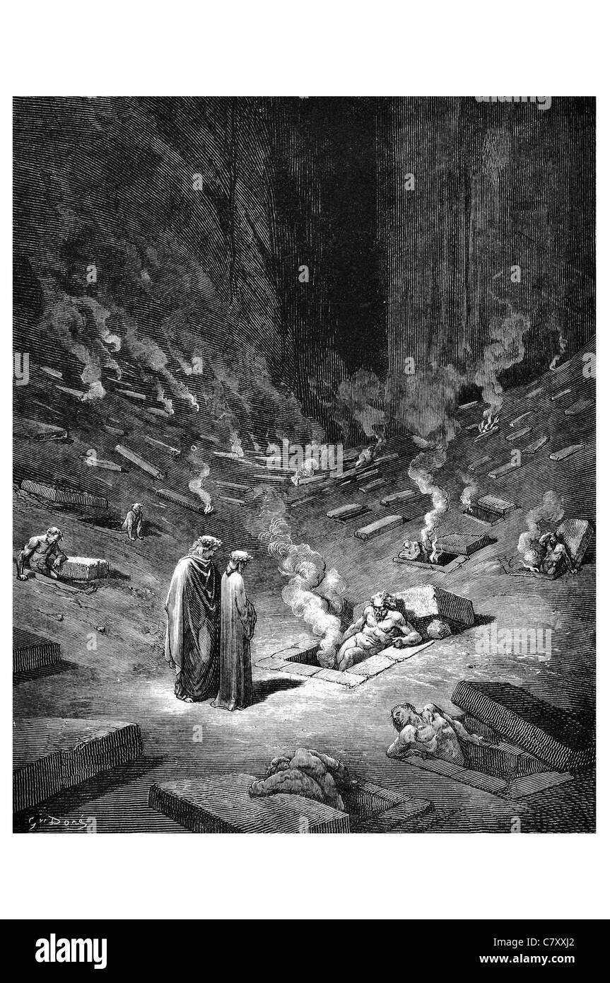 Er antwortet, so kehrte den Bogen, die Ketzer hier von jeder Sekte begleitet sind, deren Anhänger Grab Gräber Grab Gräber dead rising Stockfoto