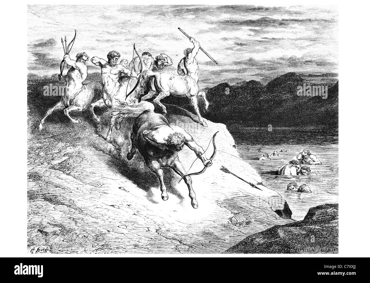 Wir, diese Biester so schnell lief entlang zog in der Nähe von Bow Pfeil Bogenschütze Pfeile Jagd Jagd töten töten Stockfoto