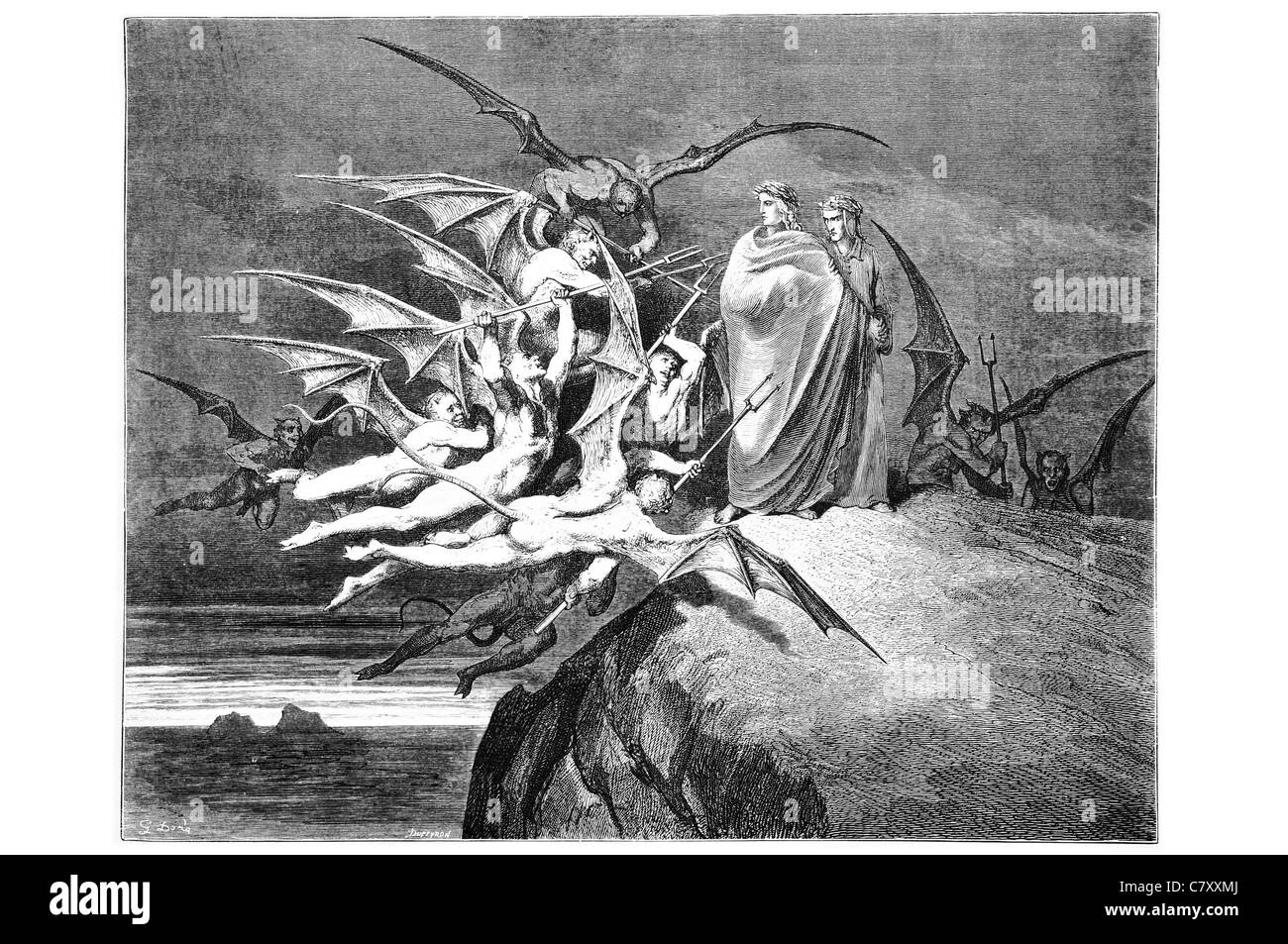 Keiner von euch empörend geflügelte Dämonen Dämon Monster Monster Teufel Engel des Todes werden Stockfoto