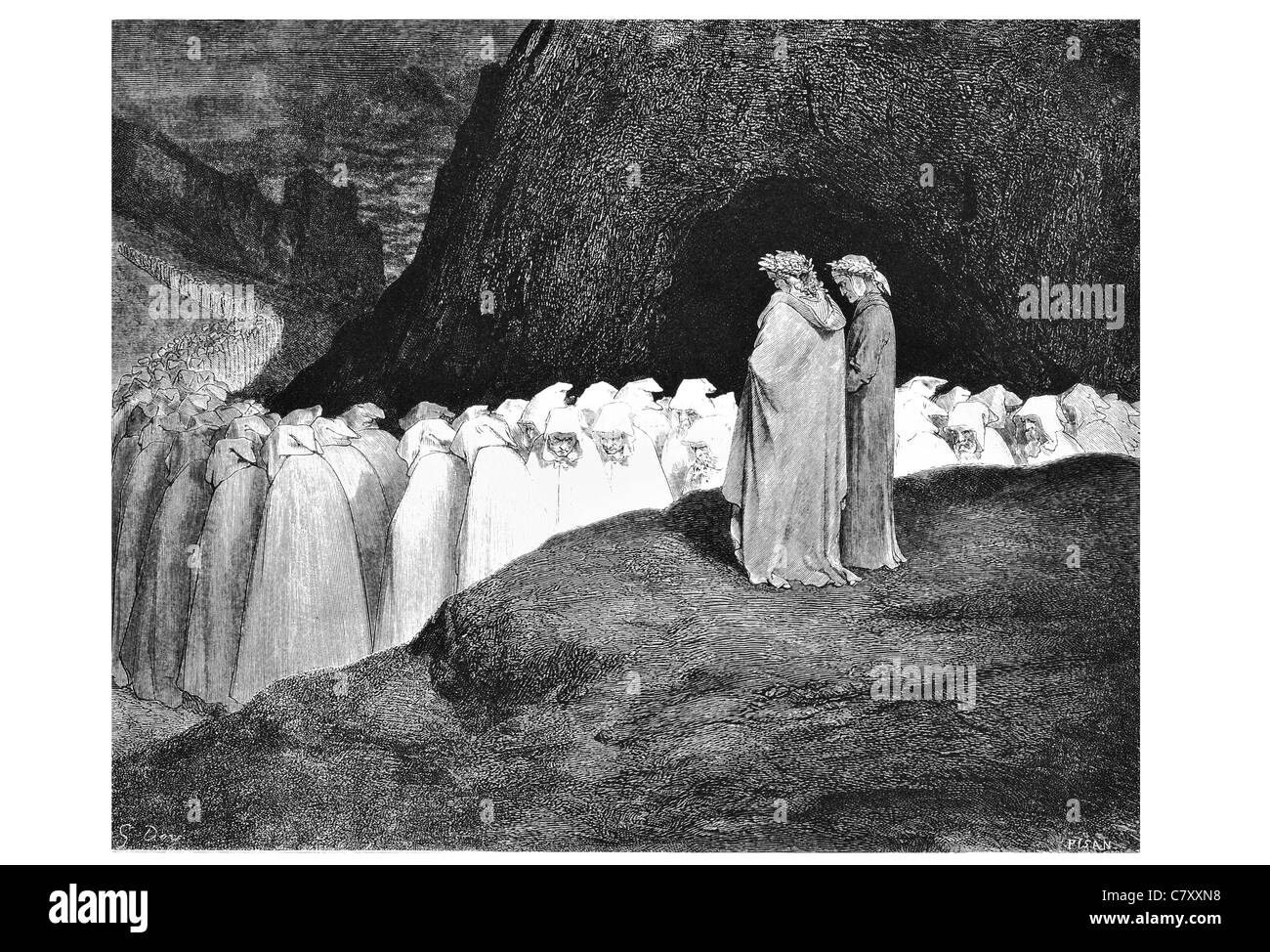 Toskanischen besucht das Kollegium der Trauer Heuchler Verachtung nicht zu uns mitteilen, wer du bist, mit Kapuze Kapuze Leichentuch Stockfoto