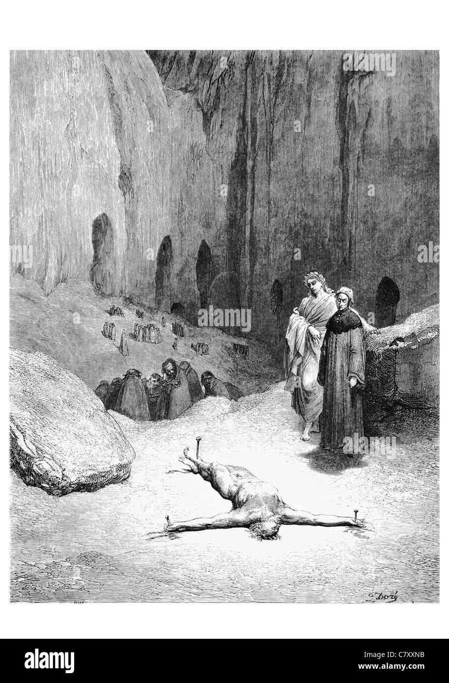 Gekreuzigt aufgespießt, dass gepiercte Geist den Absicht du anzeigen war er, der die Pharisäer gab Rat, dass t wurden passend leiden Stockfoto