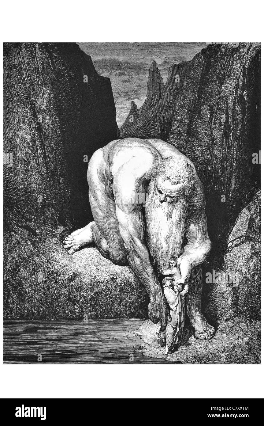 Noch platziert in den Abgrund, dass Luzifer mit niedrigen Ingulfs Judas leicht er uns Giant muskulös geformte Bart bärtigen Riesen Stockfoto