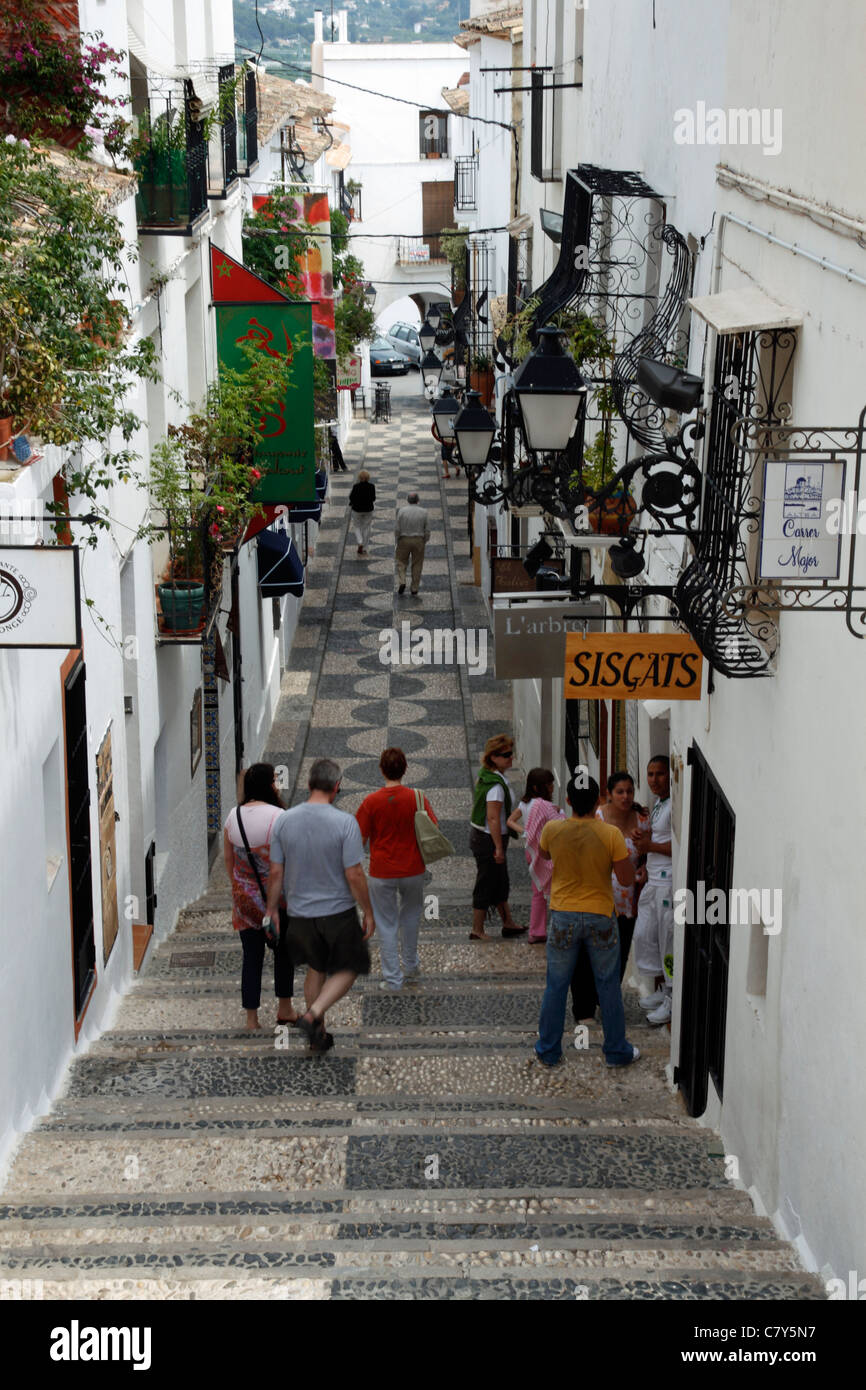 Straßenszene in Altea an der Costa Blanca Spain Stockfoto