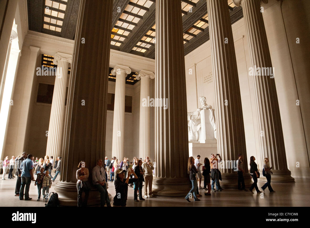 Touristen am Lincoln Memorial, Washington DC, USA Stockfoto