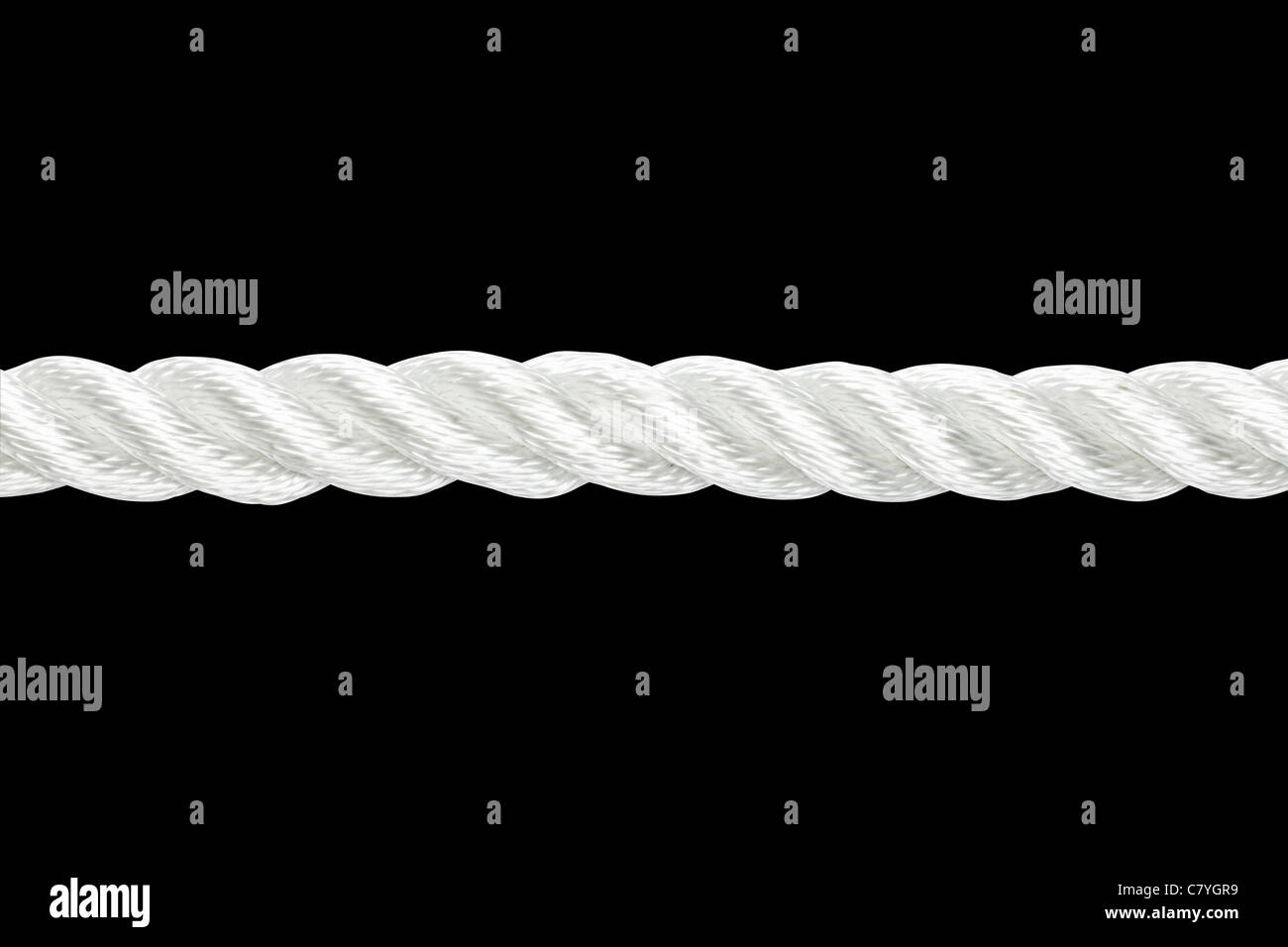 Starken Nylon-Seil isoliert auf schwarz Stockfoto