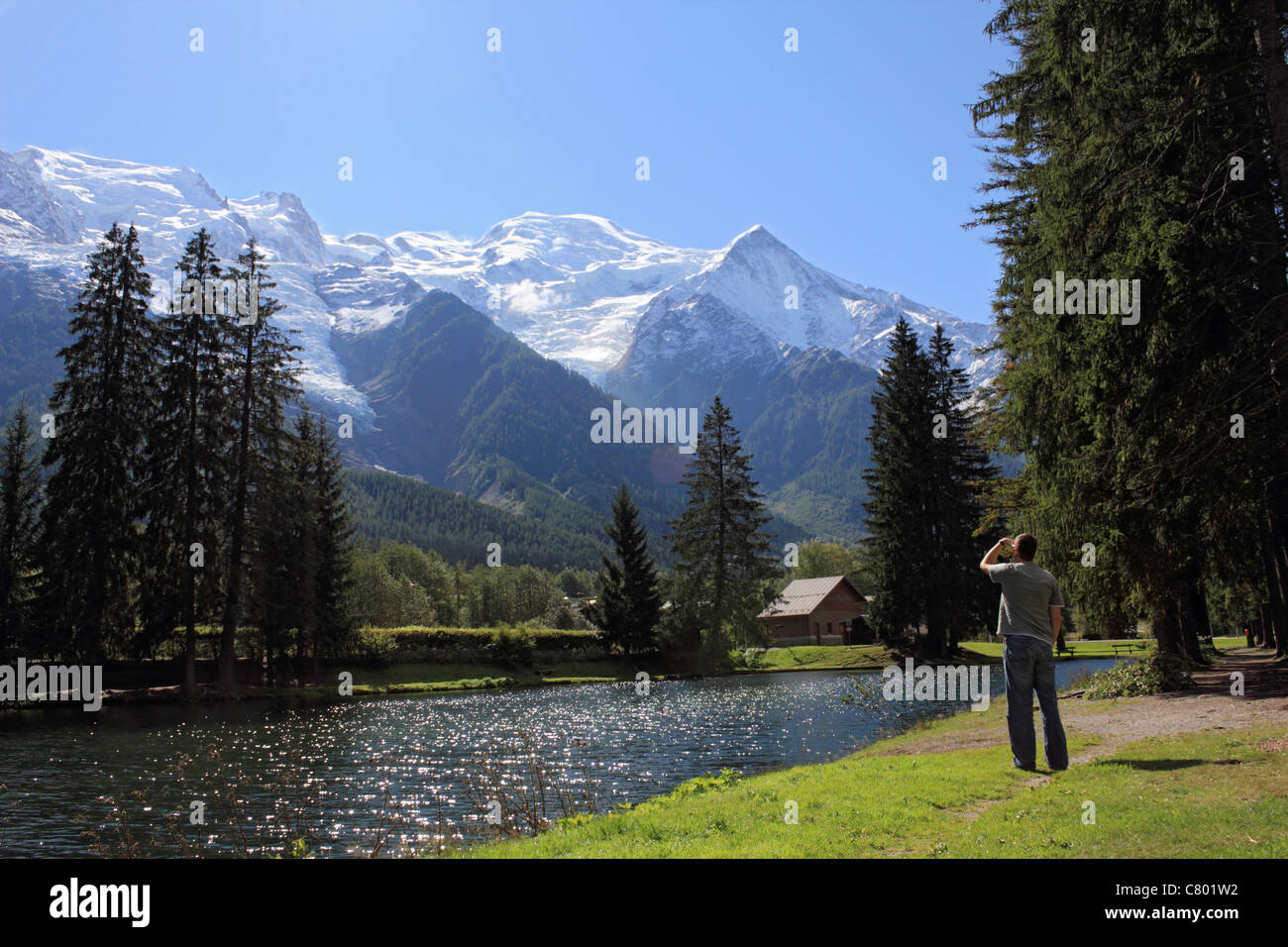 Lacs Des Gaillands Chamonix-Mont-Blanc im Departement Haute-Savoie in der Region Rhône-Alpes Region Süd-Ost-Frankreich. Stockfoto