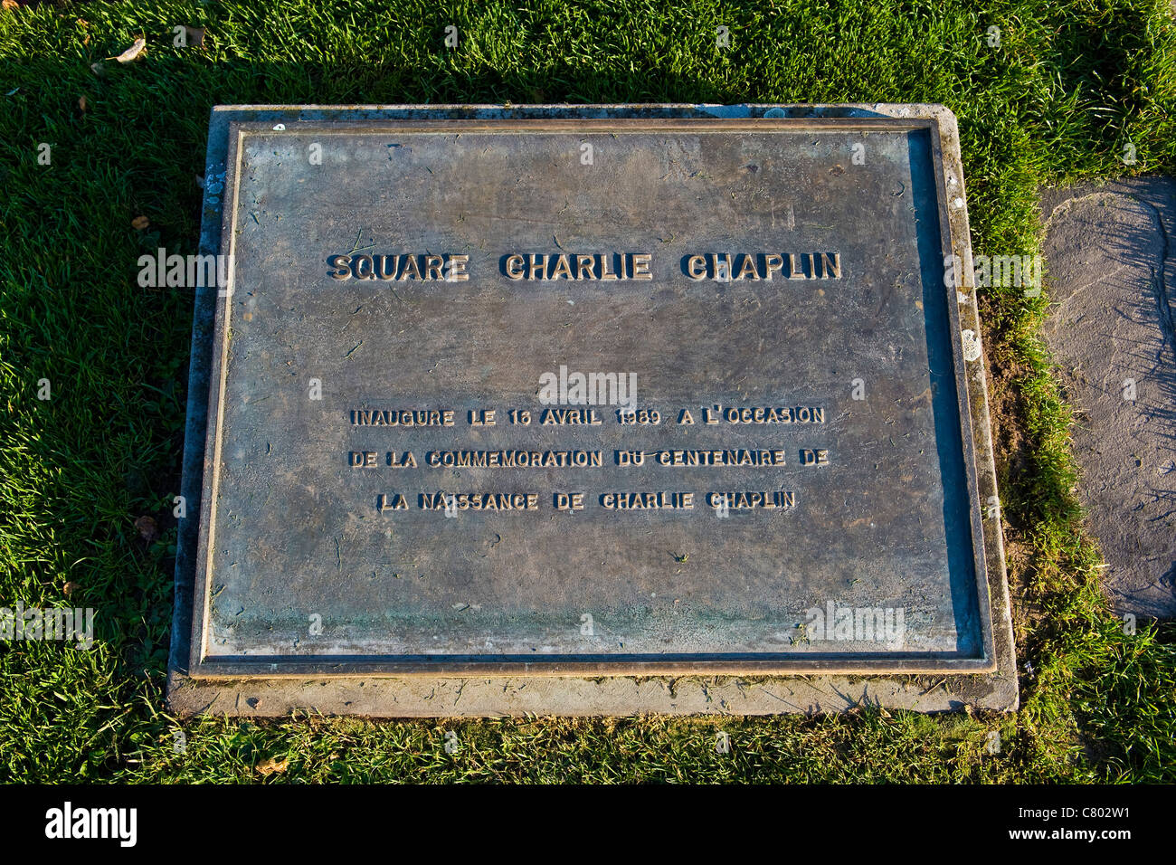 Charlie Chaplin Platz, Vevey, Schweiz Stockfoto