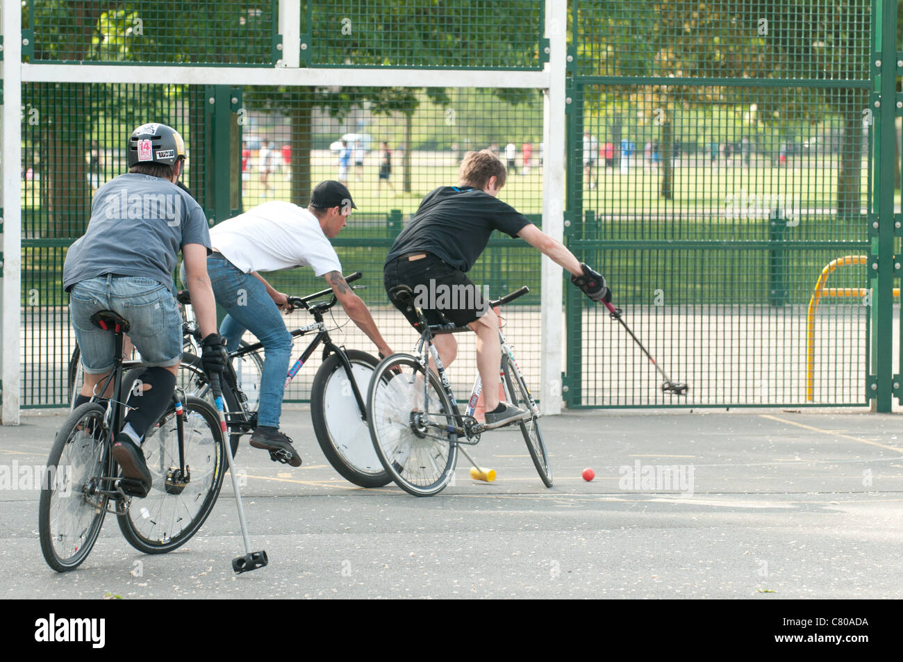 Fahrrad-Polo in Brighton, England. Stockfoto