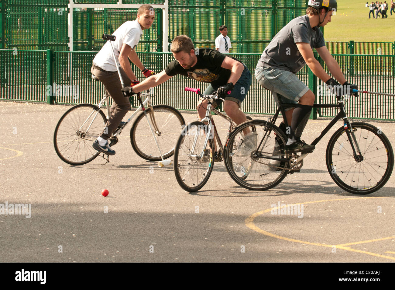 Fahrrad-Polo in Brighton, England. Stockfoto