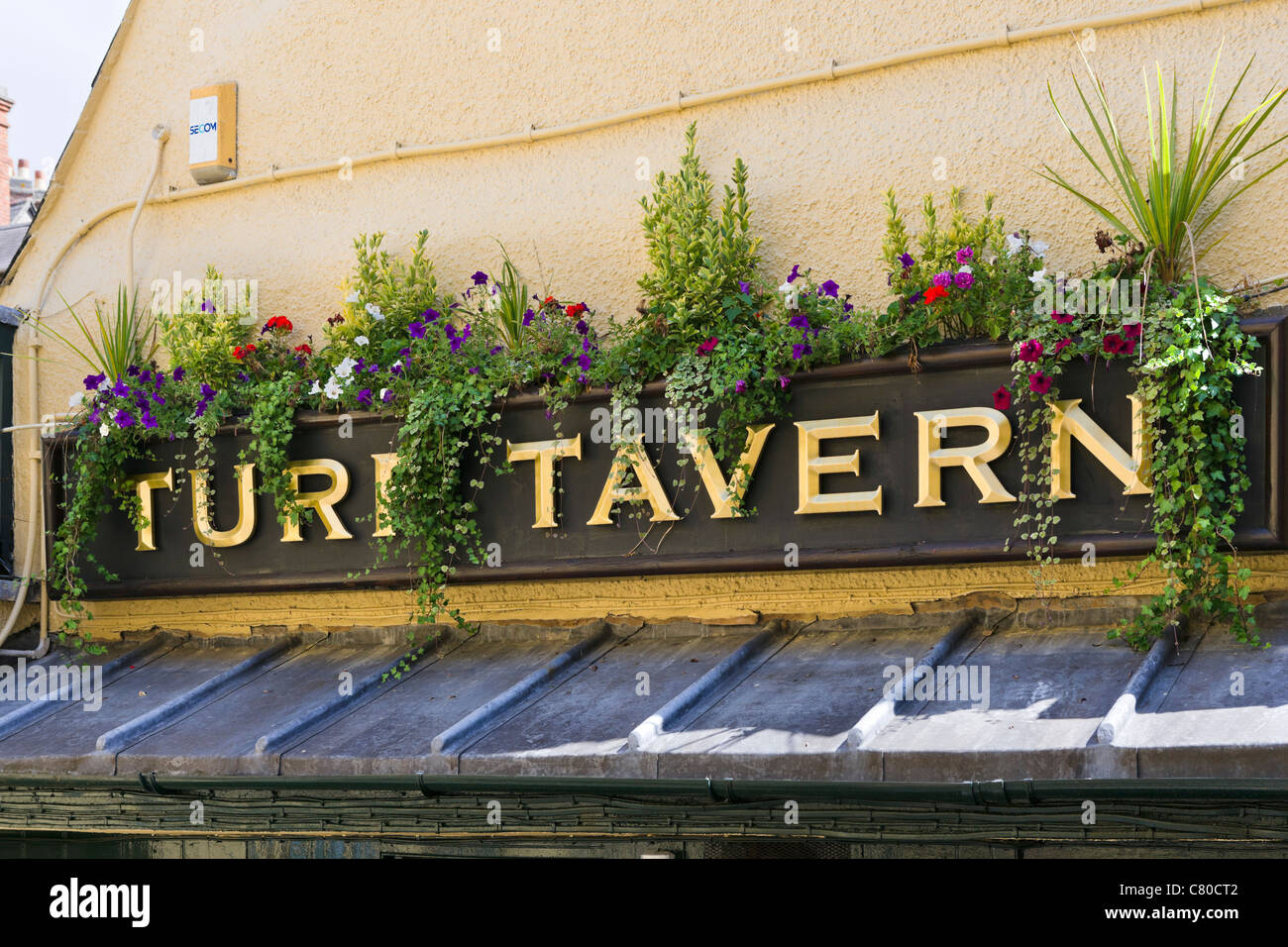 Melden Sie sich für die bekannte Turf Tavern Pub, Oxford, Oxfordshire, England, UK Stockfoto