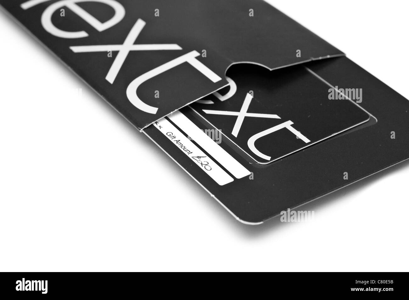 Schnitt aus einem Geschenk-Gutschein von weiter, einem britischen High Street Store zeigt den Wert der Geber geschrieben. Stockfoto