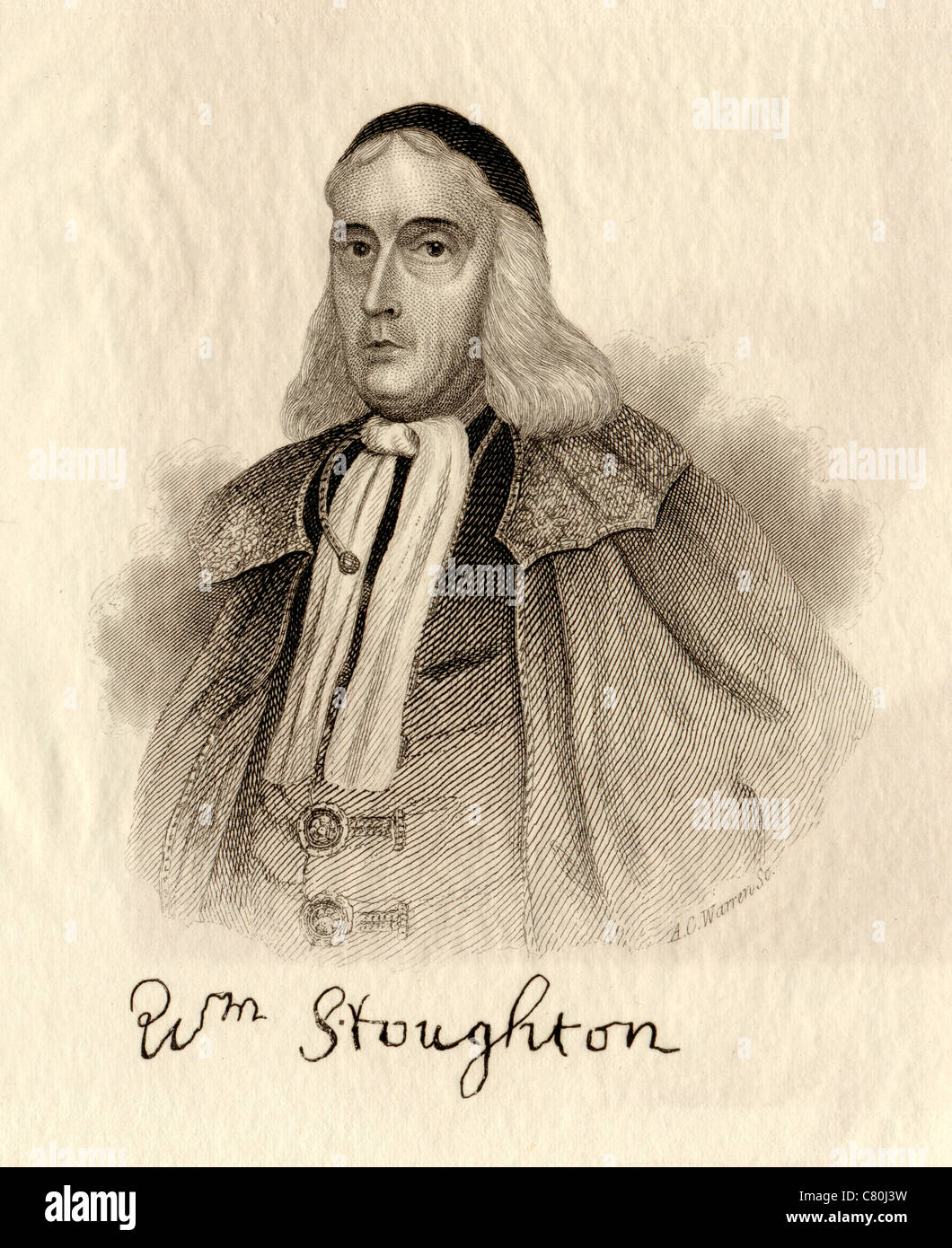 Antiken Gravur von William Stoughton. Stockfoto