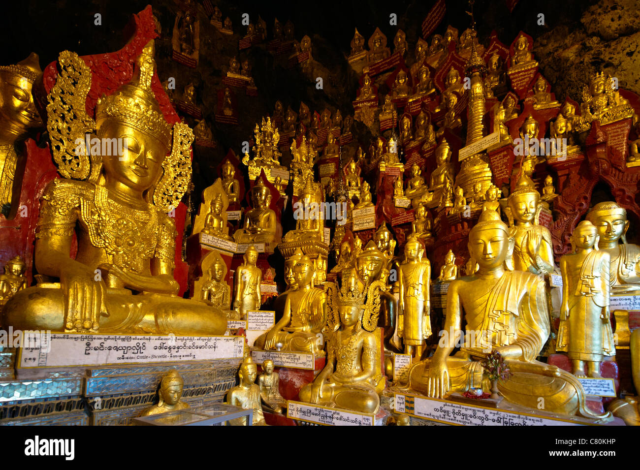 Myanmar, Burma, Shan-Staat, Pindaya Grotte buddhistischen Schrein Stockfoto