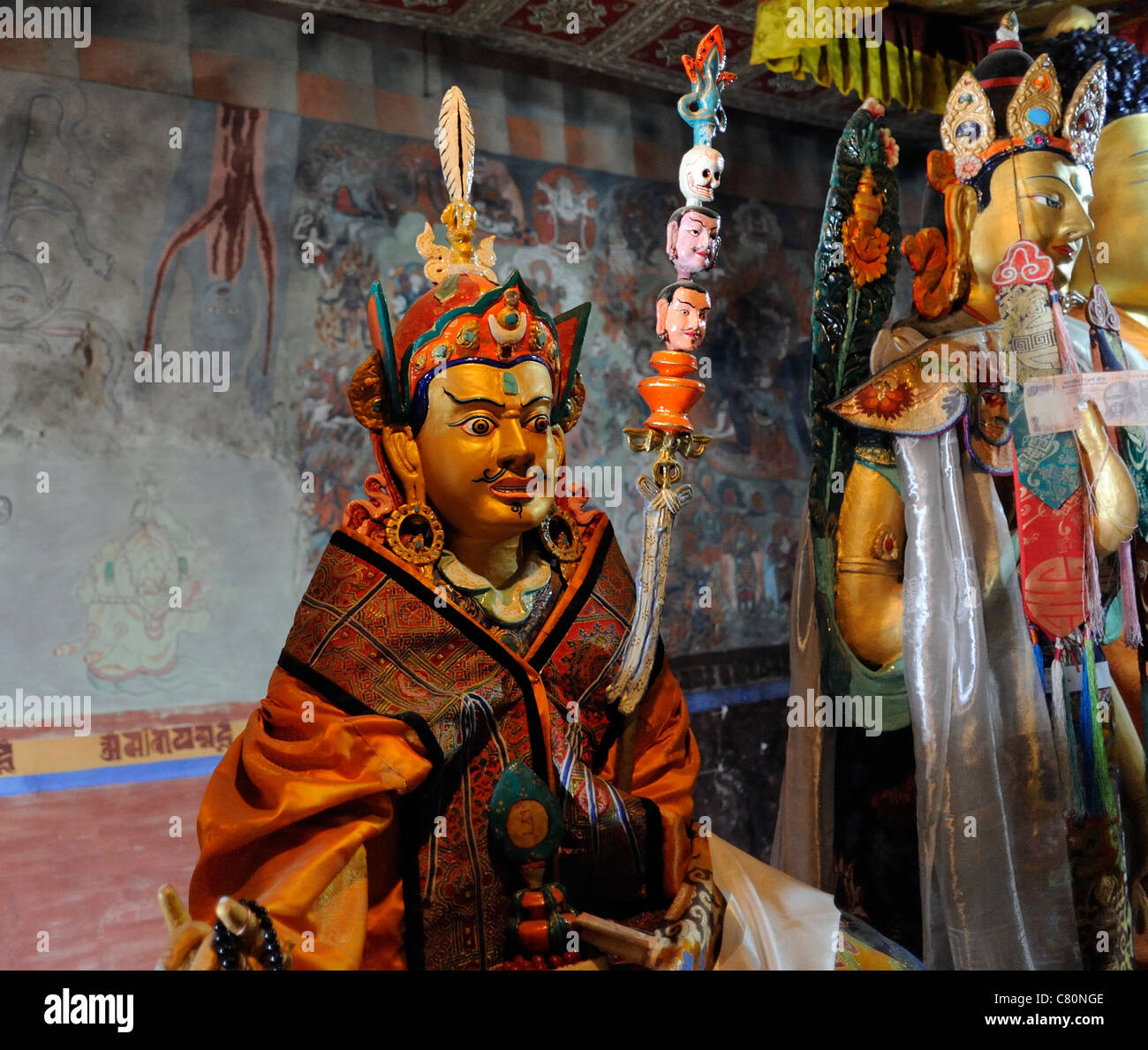 Statue von Guru Rinpoche, kostbaren Guru, Lopön Rinpoche, Padum, Padmasambhava, Padmakara, Lotus geboren, Tikse, Ladahk Stockfoto