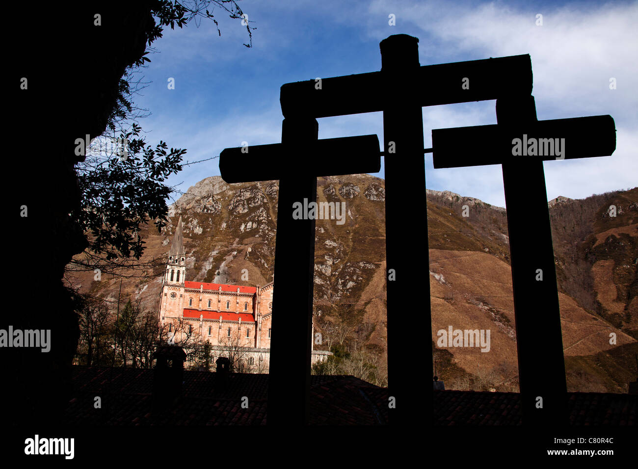 Heilige Kathedrale von San Salvador Santuario de Covadonga-Asturien-Spanien Stockfoto