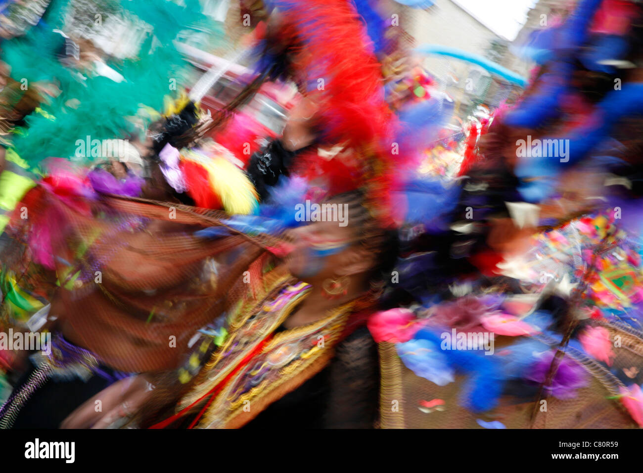 Kostüm (oder Mas) Parade in Notting Hill Carnival, Notting Hill, London, UK Stockfoto