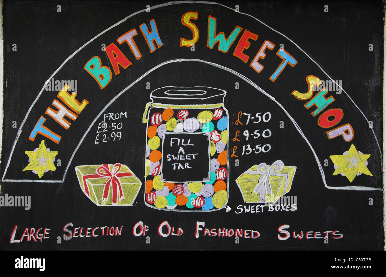 Melden Sie sich außerhalb der Badewanne Sweet Shop, Bad Somerset UK Stockfoto