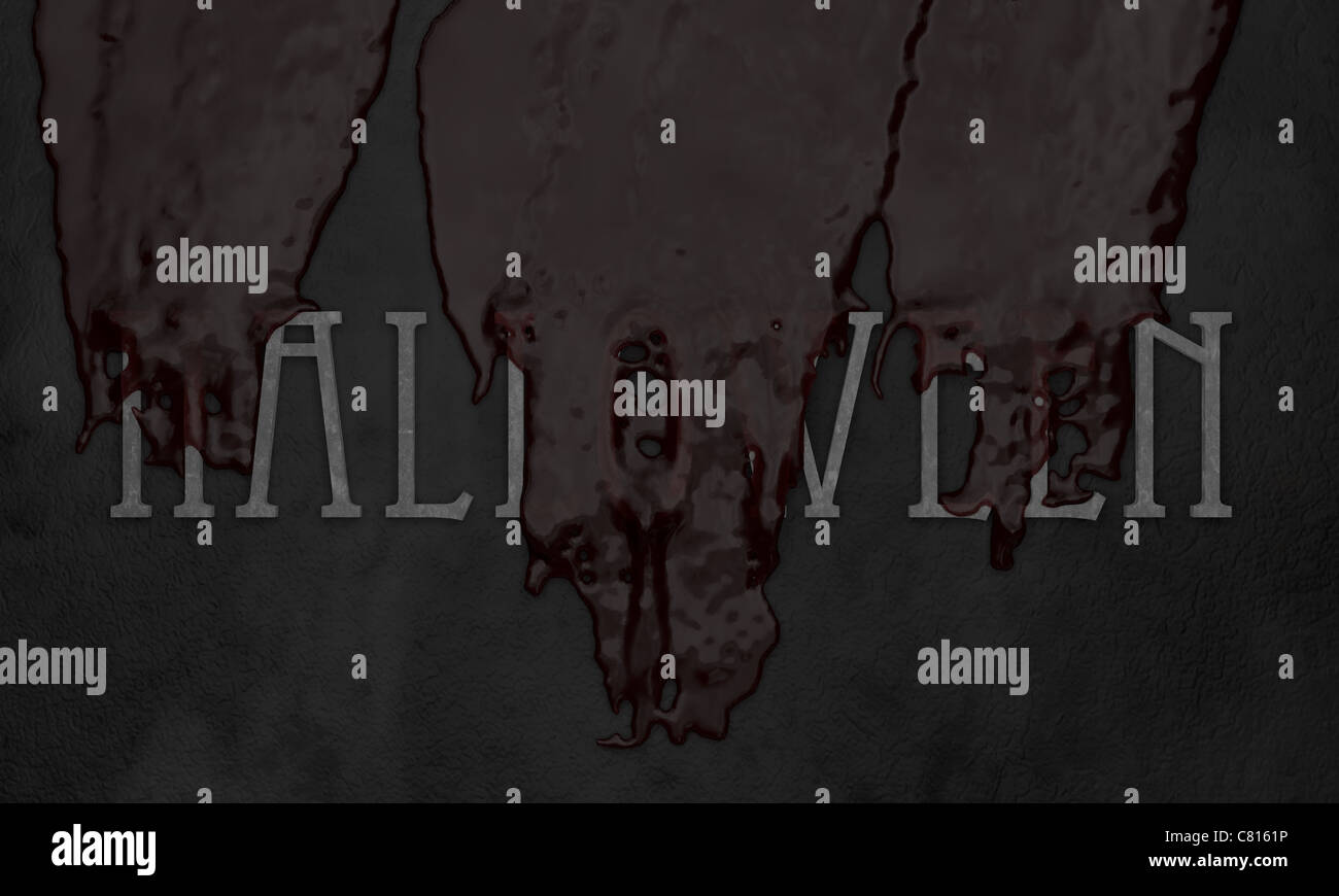 altes Blut fließt über die Schrift-HALLOWEEN Stockfoto