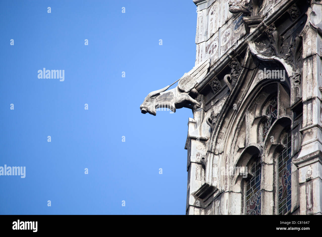 Ziege Gargoyle Spire Detail Cardiff Castle Stockfoto