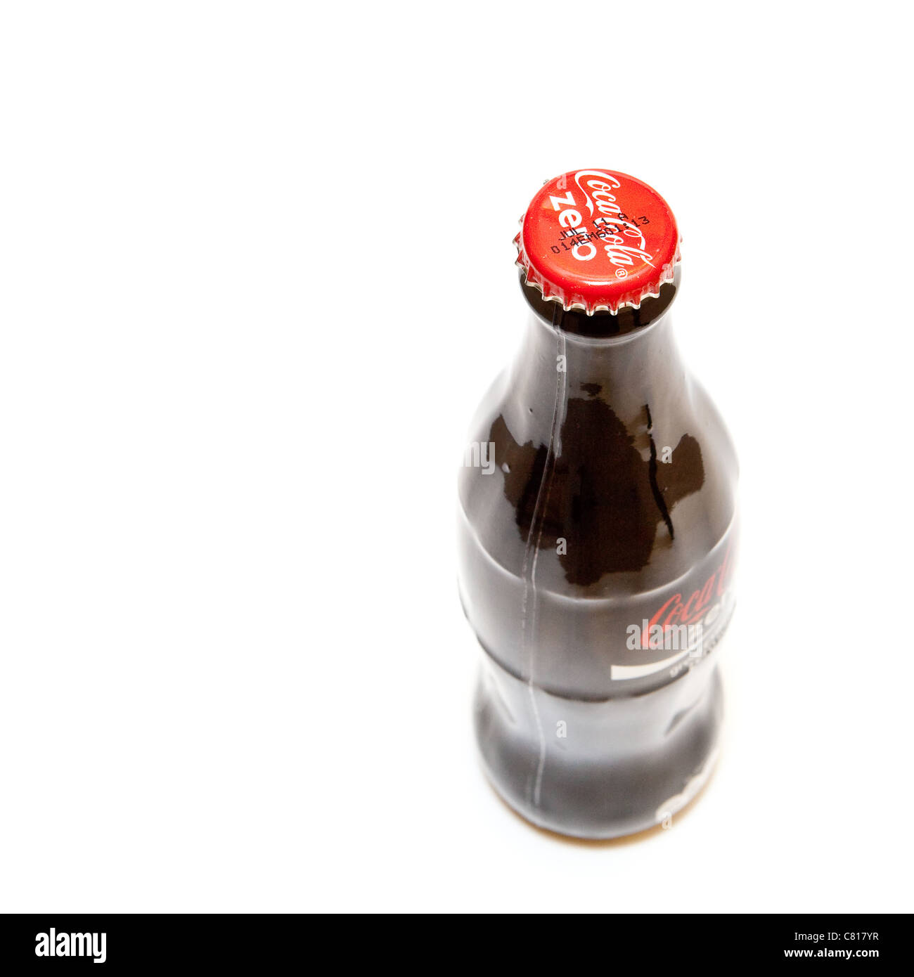 Glasflasche von Coke zero Stockfoto