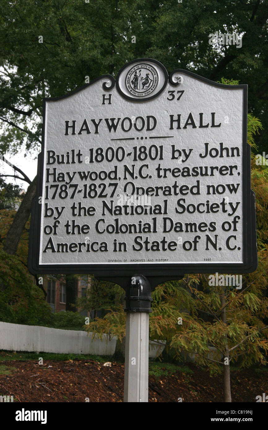 HAYWOOD HALL N.C. Schatzmeister, 1787-1827. Jetzt betrieben von der National Society of Kolonialamerika Dames im Staat en Stockfoto