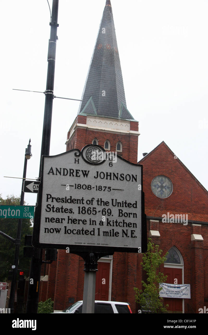 H6 ANDREW JOHNSON 1808-1875 Präsident der Vereinigten Staaten, 1865-69. Geboren in der Nähe von hier in einer Küche Stockfoto