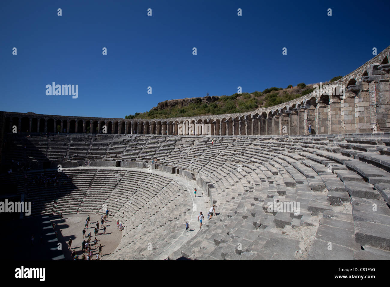 Antiken Theater von Aspendos in der südlichen Türkei Stockfoto