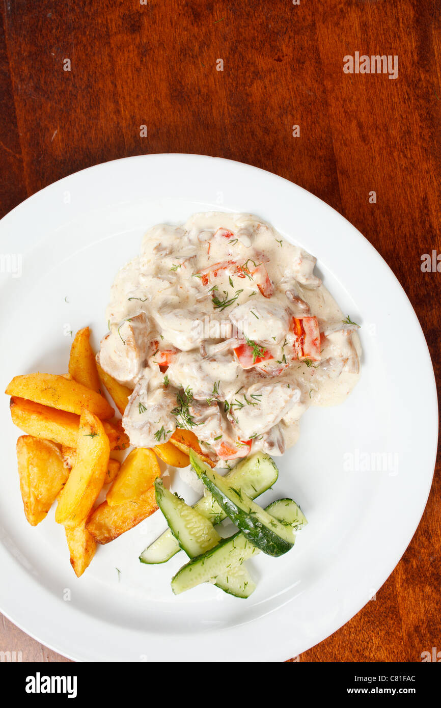 Fleisch mit Kartoffeln Stockfoto