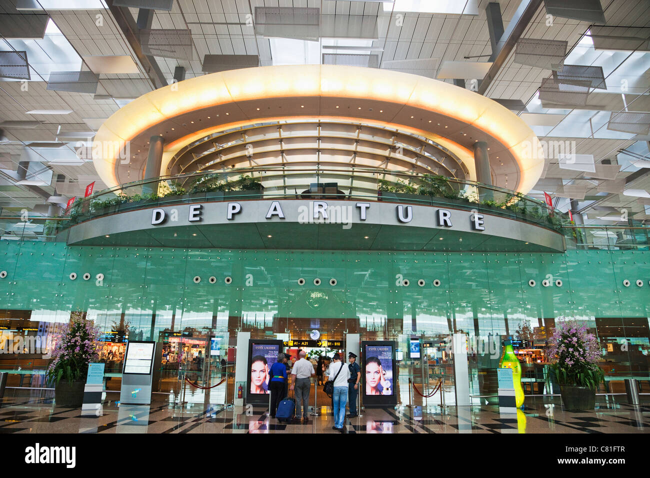 Singapore Changi International Airport, Terminal Abflug-Gate Stockfoto