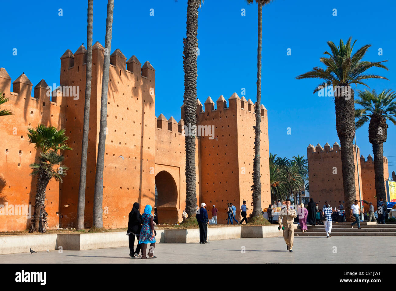 Stadtmauer von Rabat Marokko Stockfoto