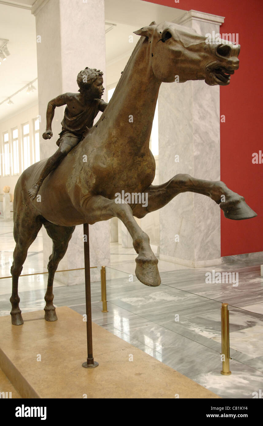 Griechische Kunst. 2. Jahrhundert vor Christus. Jockey von Artemision. Bronze-Skulptur datiert um das Jahr 140 BC. Stockfoto