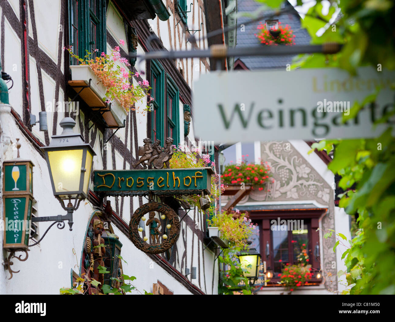 Berühmte touristische Drosselgasse Straße im beliebten Stadt Rüdesheim ...