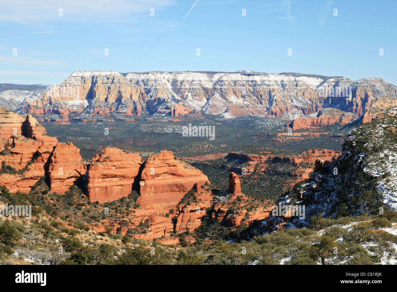 Sedona Winterlandschaft von Bear Mountain Stockfoto